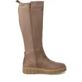 Jana Damen Hohe Stiefel ohne Absatz Kniehoch Plateau Weite H Mehrweite, Grau (Stone), 42 EU