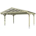 SKANHOLZ Carport "Westerwald", BxT: 570 x 648 cm, Firsthöhe: 314 cm, lasiert - beige
