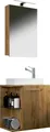 VCM Badmöbel-Set 3-tlg Gäste WC Waschplatz Waschtisch Hausa Schrank, (3-St., 1x Unterschrank 1x Waschbecken 1x Spiegelschrank)