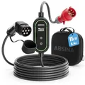 Absina Elektroauto-Ladekabel 301020, 6,4 m, CEE-Stecker zu Typ 2, mit Ladegerät, 16 A, 11 kW