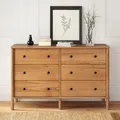 Kommode APOANA aus Massivholz mit 6 Schubladen, Eiche farben – Sideboard mit viel Stauraum für Kleidung und Accessoires, Schlafzimmer Kommode aus Holz mit Metallauszug und skandinavischem Design