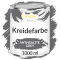 Creative Deco Graue Kreidefarbe für Möbel 1000 ml | Möbellack, Möbelfarbe | Für Landhaus, Vintage-Stil, Decoupage, Möbel-Renovierung | Matt Abwaschbar | Wisch-Effekt und Gradient-Effekt möglich