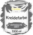 Creative Deco Kreidefarbe Kreidefarbe für Möbel Möbelfarbe Landhaus Vintage Matt Abwaschbar, auf Wasserbasis, Wisch-Effekt Gradient-Effekt möglich, Anthrazitgrau