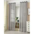 Woltu Gardine (2 St), Ösen, halbtransparent, mit Ösen Leinen Optik Ösenschal grau 140 cm x 225 cm