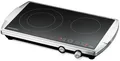 Rommelsbacher CT3400/E Glaskeramik-Doppelkochplatte, 3400 W, 2 Kochzonen, schwarz/edelstahl