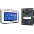 Goliath Basic Line 2-Draht Video Türsprechanlage 2x Monitore Weiß /Anthrazit Ausenstation Unterputzdose