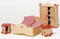 Puppenhausmöbel natur SCHLAFZIMMER Puppenmöbel Biegepuppen aus Holz Bauernhaus