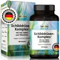 HERBIOS Schilddrüsen-Komplex - 180 Kapseln für 6 Monate - Jod Selen Komplex für die Schilddrüse - mit L-Tyrosin, Eisen, B-Vitamine & Folsäure
