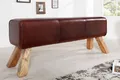 Sitzbank Holz Leder 120 x 50 x 30 cm mit Fußstütze Design Bank Esszimmer