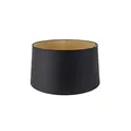 Qazqa Modern Lampenschirm - Rond Schuin Katoen - Schwarz Gold, Rund, supports-e27, diameter 45 centimeter