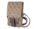 Guess Handyhülle Guess Saffiano Look Collection Universal Handtasche für Smartphone Wallet Kartenfach Braun