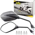 Area1 Motorroller Spiegel Paar E-geprüft Carbon-Look, universal mit M8+M10 Adapter, kompatibel mit Piaggio Vespa Gilera Sym Kymco Peugeot Malaguti REX ATU Explorer Keeway Rieju Baotian Qinqgi Niu Zero