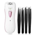 Epilierer Damen Gesicht Gesichtsepilierer Frauen Epeliergerät Gesichtshaarentferner Mini Eppiliergerät Elektrisch für Intimbereich Körper, 4 Pinzetten, Kabellos mit Licht, Wiederaufladbar