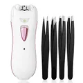 Epilierer Damen Gesicht Kabellos Wiederaufladbar LED Licht 4 Pinzetten