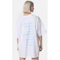 Worldclassca Print-Shirt Worldclassca Oversized Print T-Shirt lang Tee Sommer Oberteil Weiß blau|weiß