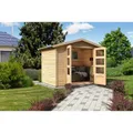 KARIBU Gartenhaus "Amberg 4", Holz, BxHxT: 246 x 209 x 246 cm (Außenmaße inkl. Dachüberstand) - beige