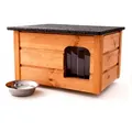 Katzenhaus Katzenhütte Katzenhöhle für draußen Winterfest isoliert Outdoor wetterfest vollisoliert Holz Pappe (Tik #E08577)