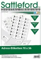 Sattleford Adressaufkleber: 600 Adress-Etiketten 70x36 mm Universal für Laser/Inkjet (Label, Adress Etiketten Drucker, Kleber)