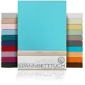 Beautex Spannbettlaken Spannbetttuch Bettlaken aus gekämmter Baumwolle Premium Jersey 160g/m2, Jersey, Gummizug: rundum, (1 Stück) blau 100 cm x 200 cm