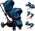BabyGo Zwillings-Kombikinderwagen Twinner Set, Grey melange, (Set), inkl. 2 Regenhauben, Wickeltasche