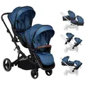 BabyGo Zwillingskinderwagen Twinner, blau