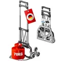 ATHLON TOOLS Treppensteiger Sackkarre klappbar TÜV GS-geprüft – Profi Treppensackkarre aus Aluminium leicht - Extra Langer Griff 110cm & Ladefläche mit Anti Rutsch Pads - Transporthilfe für Treppen