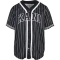 Langarmhemd KARL KANI "Karl Kani Herren KM221-115-1 Serif Pinstripe Baseball Shirt", Herren, Gr. L, US-Größen, schwarz, 100% Polyester, Kurzarm, Hemden