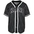 Karl Kani Kurzarmhemd Serif Pinstripe Baseball Shirt mit plakativem Markenlogo und Streifen schwarz L