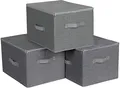 Aufbewahrungsbox Stoffbox 3er Set faltbar Griffen Deckel/grau SONGMICS RYZB03G