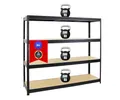 PROREGAL Schwerlastregal Dino Extra Breit 180x200x60 cm Fachlast 500kg Schwarz, Garagenregal, Lagerregal, Steckregal, Weitspannregal