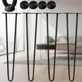 Hairpin Legs 4er-Set 71 cm 2 Streben aus Stahl, schwarz, inkl. Bodenschoner
