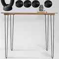 Melko 4 Stück Hairpin Legs Haarnadel Tischbeine aus 12mm Stahl Tischfuß inkl. Bodenschoner | Höhe 71 cm, 2 Streben, Schwarz