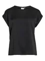 Vila Damen Viellette S/S Satin Top/Su Noos T-Shirt, Schwarz, 40 EU