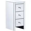 Nachttisch Mit 3 Schublade Lorris Glas Silber Verspiegelt