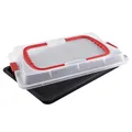 Dr. Oetker Backblech mit Transporthaube Bake & Go – 3in1: Ofenblech zum Backen, Aufbewahren und Transportieren – Antihaft, 42x29x4 cm