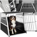 tectake Hundetransportbox single, mit schräger Rückwand, verschließbare Gittertür, mit schützenden Kunststoffecken, 66 x 90 x 69,5 cm