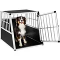 Tectake Hundetransportbox Single Schnubi Mit Schräger Rückwand Aus Aluminium  Robust und Pflegeleicht  66 x 90 x 69 50 cm Schwarz