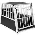 tectake® Hundetransportbox single Schnubi mit schräger Rückwand mit schützenden Kunststoffecken, 66 x 90 x 69,5 cm - Schwarz