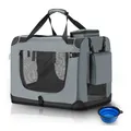 Juskys Hundetransportbox Lassie L (grau) faltbar mit Decke - 50x70x52 cm Hundetasche Hundebox