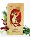 Kuhnert Weihnachtskarte Furnierholz Exclusiv Engel mit REH