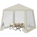 Woltu Pavillon, Beige, Metall, 300x250x300 cm, Sonnen- & Sichtschutz, Pavillons & Pergolas, Pavillons