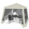 WOLTU Pavillon 3x3 m, mit Seitenwänden Moskitonetz, Metall, Partyzelt : Beige Farbe: Beige - Beige