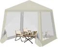 Woltu Pavillon, mit 4 Seitenteilen, 3x3 m, mit Seitenwänden Moskitonetz