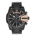 Diesel Herrenuhr Mega Chief, Chronographenwerk, 51 mm schwarzes Edelstahlgehäuse mit Edelstahlarmband, DZ4309