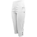 Cherry Berry 3/4-Hose Kurze Damen Sommerhose 3/4 lang Schlupfhose mit Stretchgewebe mit elatischen Bund, in Unifarben weiß 42-44