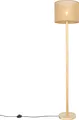 QAZQA - Landhaus I Vintage Ländliche Stehlampe Holz mit Leinenschirm natur 32 cm - Mels I Wohnzimmer I Schlafzimmer - Rund - LED geeignet E27