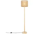 Ländliche Stehlampe Holz Mit Leinenschirm Natur 32 Cm - Mels