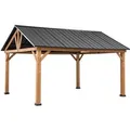 Sunjoy Gazebo Rebra Zedernholz 404 cm x 465 cm Anthrazit FSC®