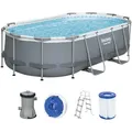 Power SteelTM Frame Pool Set mit Filterpumpe 427 x 250 x 100 cm , grau, oval