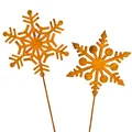 Blümelhuber 2er Set kleine Schneeflocke Gartenstecker für Draußen - Edelrost Gartendeko Figuren - Perfekte Deko für Garten oder Haustür